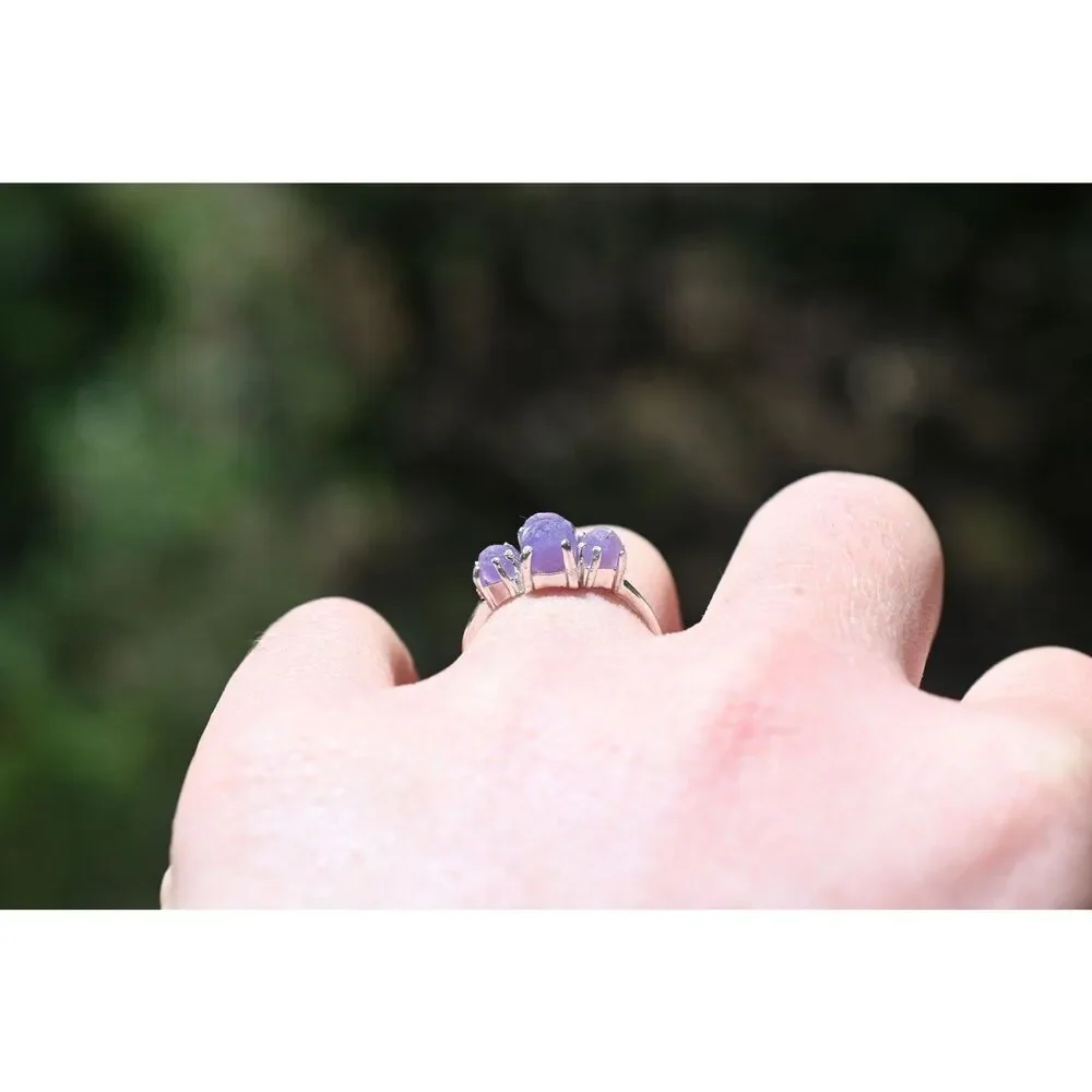 Grape Agate Engagement Ring. sterling silver